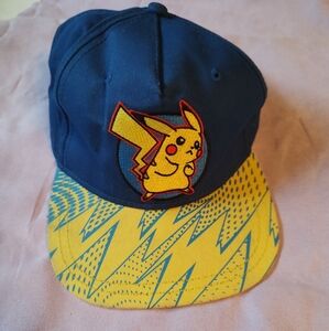 Pokemon Pikachu YOUTH size Baseball Hat Yellow Cap blue lightning Snapback
